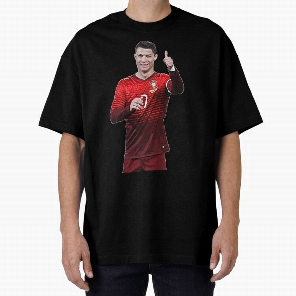 Ronaldo Thumbs Up Oversized T-Shirt Celebrate the FIFA World Cup 2026 Group Stage Journey through CR7 Highlights, England and Germany Pride, Champion Mindset, Group Stage Buzz, Knockout Tension and Passionate Fan Culture; Built for Supporters