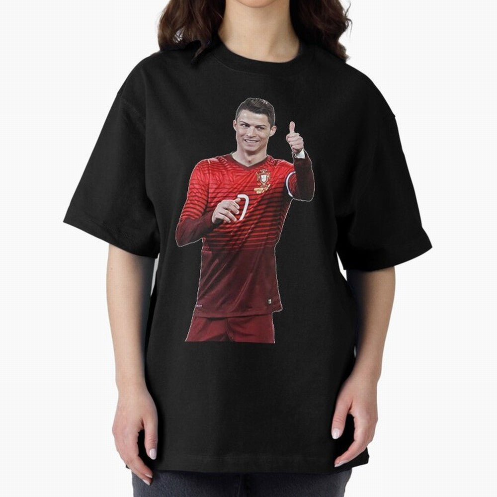 Ronaldo Thumbs Up Oversized T-Shirt Celebrate the FIFA World Cup 2026 Group Stage Journey through CR7 Highlights, England and Germany Pride, Champion Mindset, Group Stage Buzz, Knockout Tension and Passionate Fan Culture; Built for Supporters