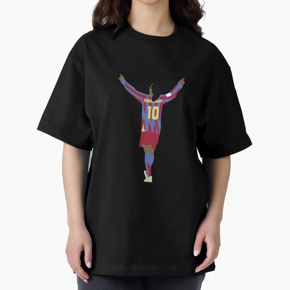 Ronaldinho FC Barcelona Oversized T-Shirt Feel International Energy from FIFA World Cup 2026 USA Canada Mexico Spirit, Capturing Argentina and Brazil, Messi, Championship Spirit, Famous Goals, Roaring Crowds and International Football Unity; Ideal