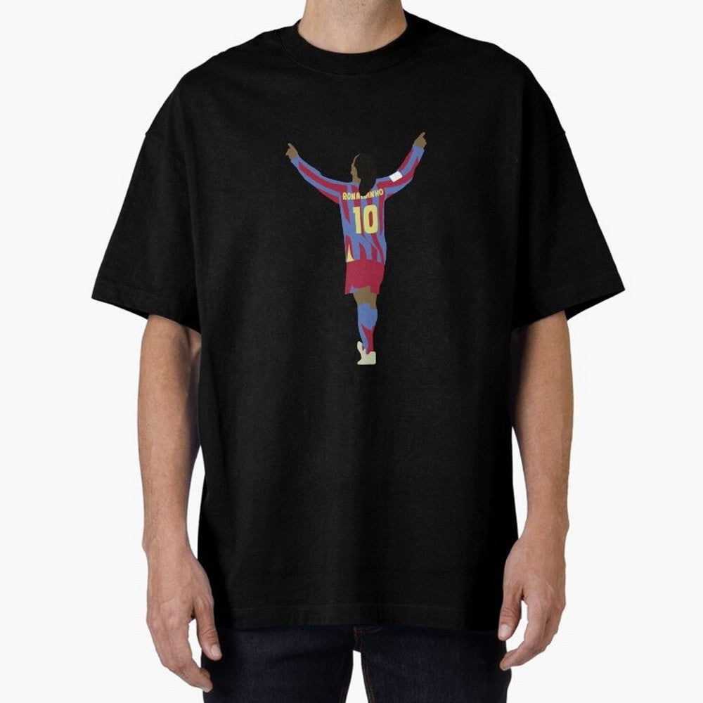 Ronaldinho FC Barcelona Oversized T-Shirt Feel International Energy from FIFA World Cup 2026 USA Canada Mexico Spirit, Capturing Argentina and Brazil, Messi, Championship Spirit, Famous Goals, Roaring Crowds and International Football Unity; Ideal
