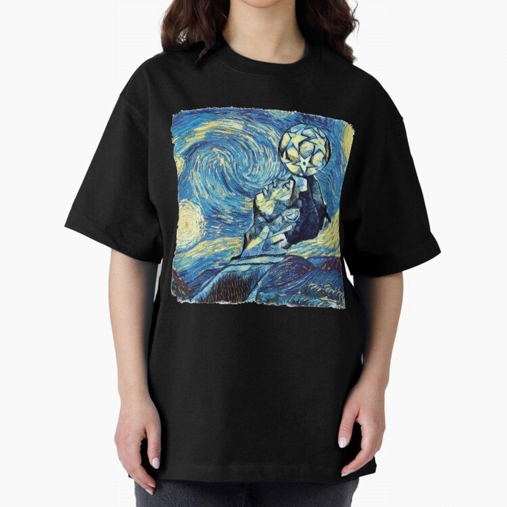 Ronaldo Ronaldo Van Gogh Style Oversized T-Shirt Treasure FIFA World Cup 2026 USA Canada Mexico Spirit, Centered on England, Messi, Champion Mindset, Group Stage Buzz, Knockout Tension and Passionate Fan Culture; Ideal for Fans Who Follow Messi,