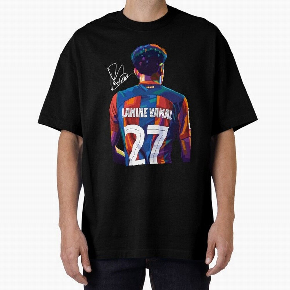 Lamine Yamal Football Player Wpap Art Oversized T-Shirt Represent FIFA World Cup 2026 Spirit, Capturing France, Messi, CR7 and Mbappe, Fan Favorite Moments, National Team Passion, Big Match Drama and Soccer History; Made for Die Hard Supporters,