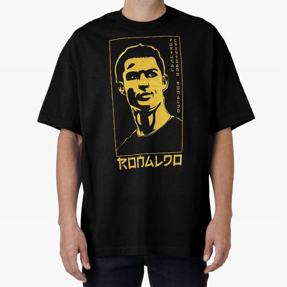 Ronaldo Golden Style Portrait art illustration Oversized T-Shirt Honor the Football Icons of FIFA World Cup 2026 USA Canada Mexico Spirit, Inspired by Germany, Haaland, Retro Football Energy, Iconic Rivalries, Trophy Chase Drama and Stadium