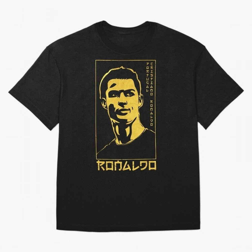 Ronaldo Golden Style Portrait art illustration Oversized T-Shirt Honor the Football Icons of FIFA World Cup 2026 USA Canada Mexico Spirit, Inspired by Germany, Haaland, Retro Football Energy, Iconic Rivalries, Trophy Chase Drama and Stadium