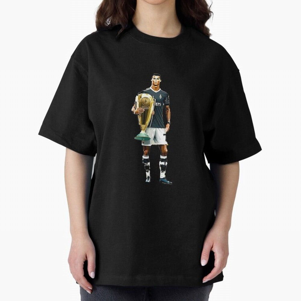 Cristiano Ronaldo CR7 Game Time Pixel Artwork Futbol Soccer Oversized T-Shirt Back Your Heroes with FIFA World Cup 2026 USA Canada Mexico for Fans of CR7 and Messi and Spain and Netherlands, Bringing Tournament Hype, Historic Matchups, Family