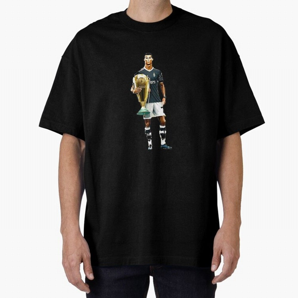 Cristiano Ronaldo CR7 Game Time Pixel Artwork Futbol Soccer Oversized T-Shirt Back Your Heroes with FIFA World Cup 2026 USA Canada Mexico for Fans of CR7 and Messi and Spain and Netherlands, Bringing Tournament Hype, Historic Matchups, Family