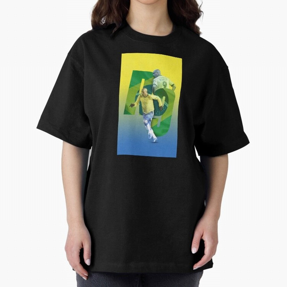 Ronaldo Luis Nazario de Lima Illustration Oversized T-Shirt Bring a Vintage Feel to the FIFA World Cup 2026 Journey through Mbappe and Neymar Highlights, France Pride, Championship Spirit, Famous Goals, Roaring Crowds and International Football