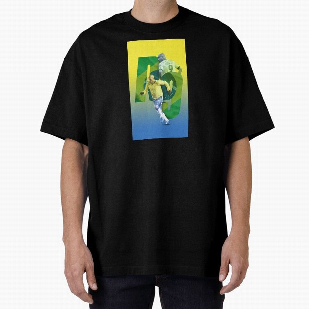 Ronaldo Luis Nazario de Lima Illustration Oversized T-Shirt Bring a Vintage Feel to the FIFA World Cup 2026 Journey through Mbappe and Neymar Highlights, France Pride, Championship Spirit, Famous Goals, Roaring Crowds and International Football