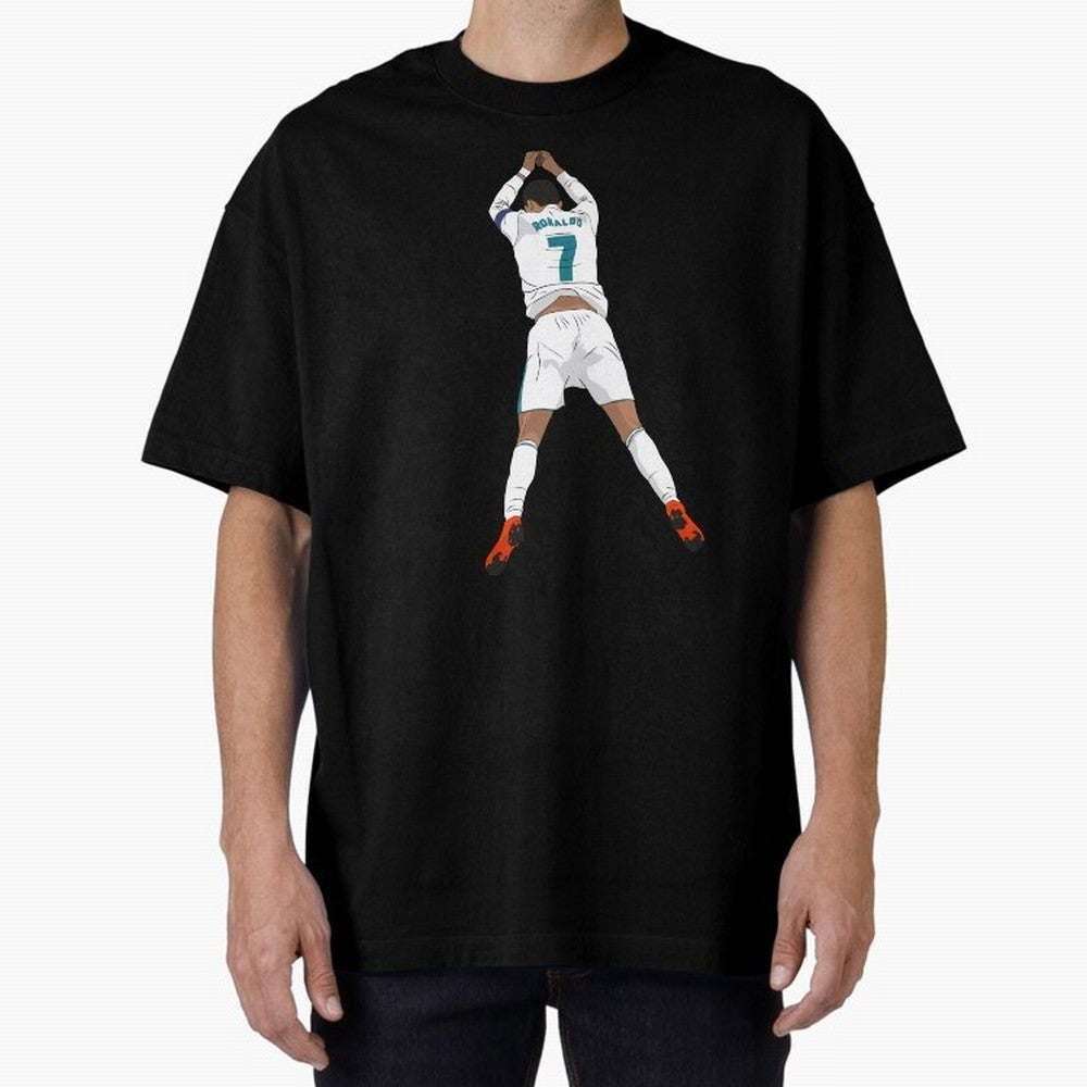 Cristiano Ronaldo Iconic Celebration Oversized T-Shirt Capture Stadium Memories from the FIFA World Cup 2026 Group Stage Journey through Neymar Highlights, Portugal, Spain and Germany Pride, Soccer Culture, Superstar Moments, National Team Dreams