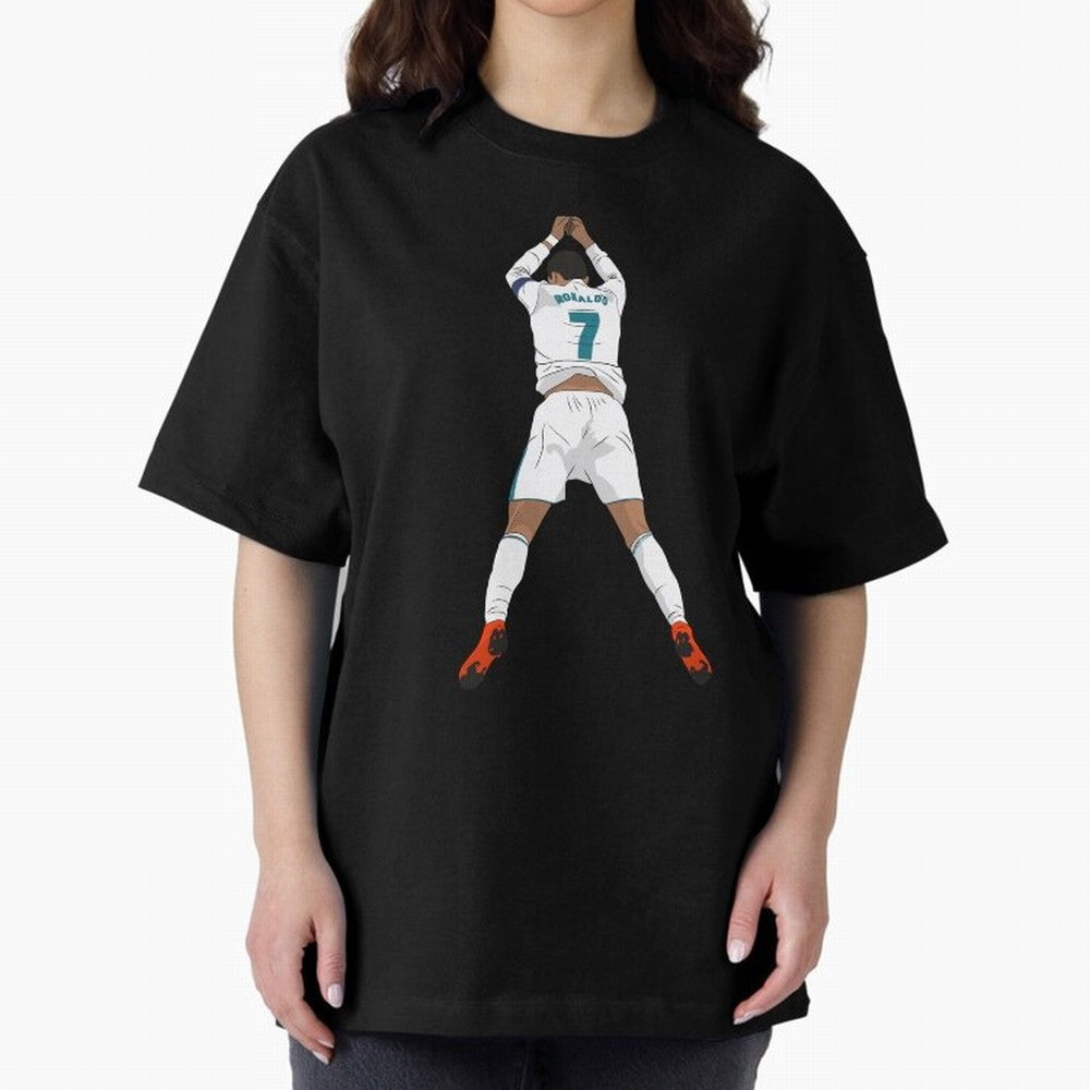 Cristiano Ronaldo Iconic Celebration Oversized T-Shirt Capture Stadium Memories from the FIFA World Cup 2026 Group Stage Journey through Neymar Highlights, Portugal, Spain and Germany Pride, Soccer Culture, Superstar Moments, National Team Dreams