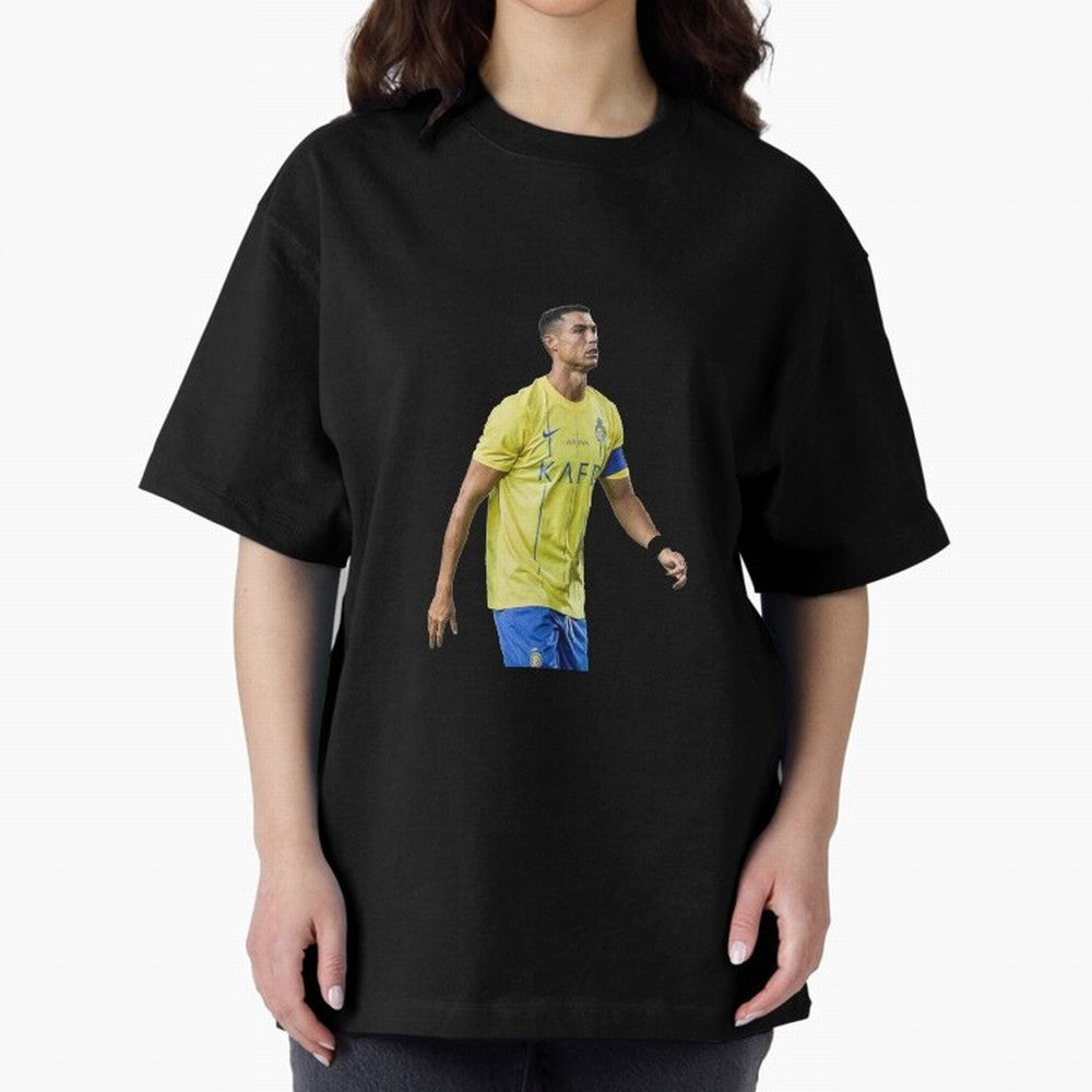 Ronaldo Al Nassar Oversized T-Shirt Honor Football Greatness during FIFA World Cup 2026 Group Stage for Fans of Messi, CR7 and Mbappe and Portugal, Bringing Vintage Soccer Flavor, Modern Football Stars, National Flags and Final Night Emotion;