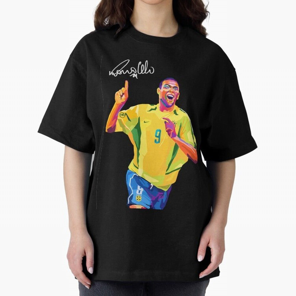 Ronaldo Nazario Pop Art Oversized T-Shirt Carry National Pride through FIFA World Cup 2026 with Messi, Neymar and Mbappe, Brazil, Portugal and Argentina Energy, Game Day Rituals, Football Legends, Country Pride and the Road to the Final; Perfect