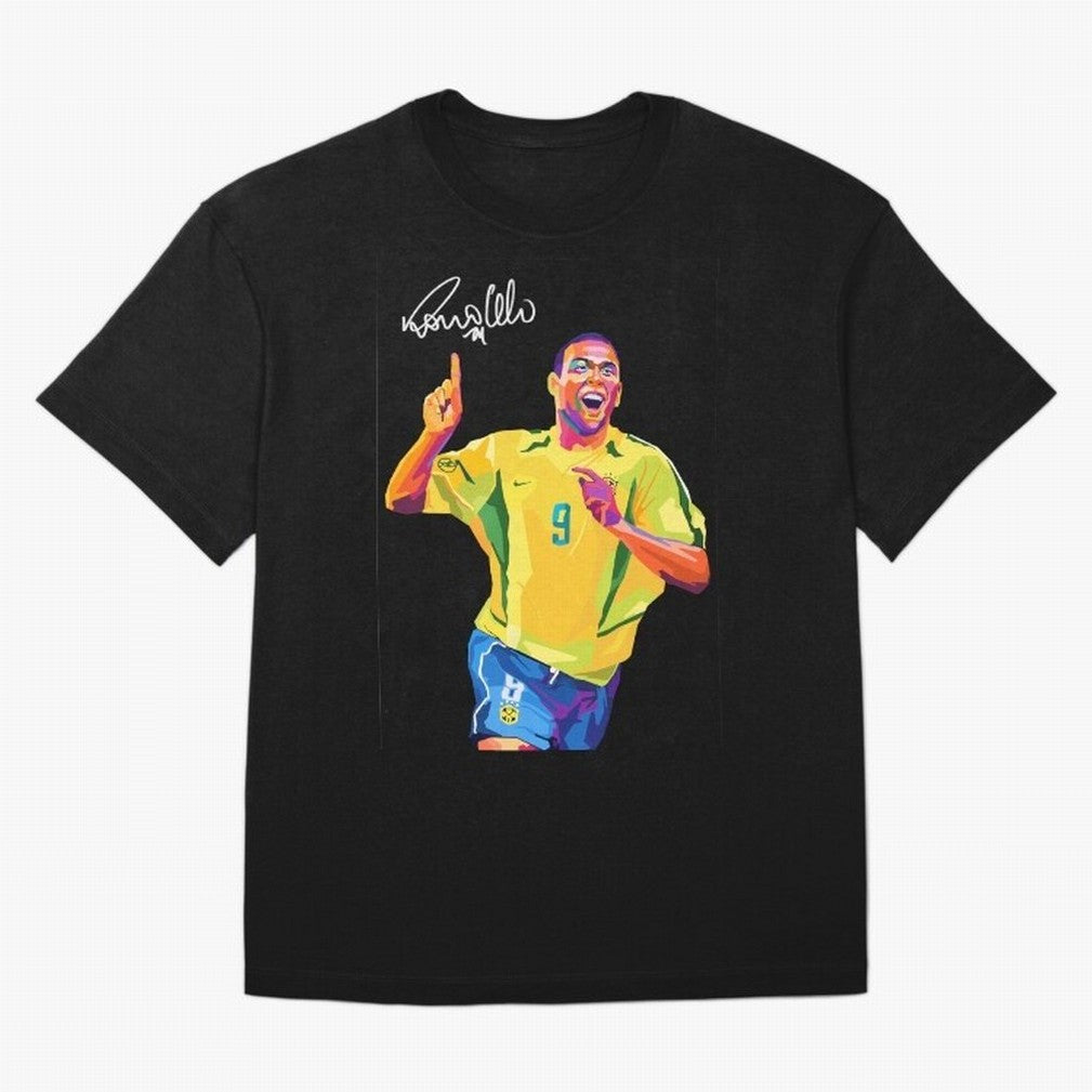 Ronaldo Nazario Pop Art Oversized T-Shirt Carry National Pride through FIFA World Cup 2026 with Messi, Neymar and Mbappe, Brazil, Portugal and Argentina Energy, Game Day Rituals, Football Legends, Country Pride and the Road to the Final; Perfect