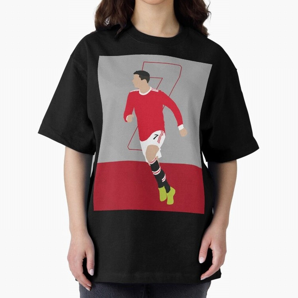 Cristiano Ronaldo 2021/22 Illustration Oversized T-Shirt Celebrate the Biggest Stage of FIFA World Cup 2026 Spirit, Driven by Argentina and Brazil, Neymar, Haaland and Cristiano Ronaldo, Goal Celebration Energy, Supporter Heritage, Football Icons