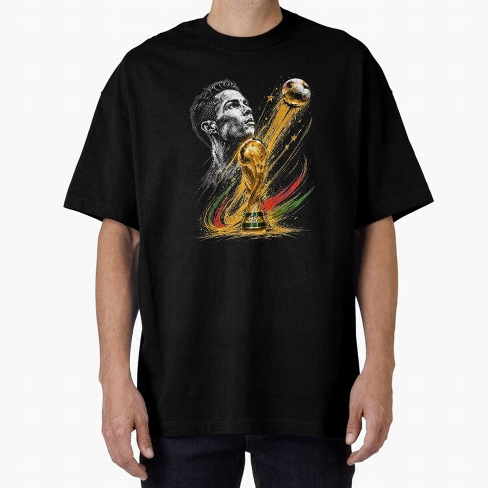 Ronaldo with World Cup Oversized T-Shirt Support Your Favorite Stars during Match Day Hype around FIFA World Cup 2026 Group Stage, Messi, France and Portugal, Champion Mindset, Group Stage Buzz, Knockout Tension and Passionate Fan Culture; Ideal