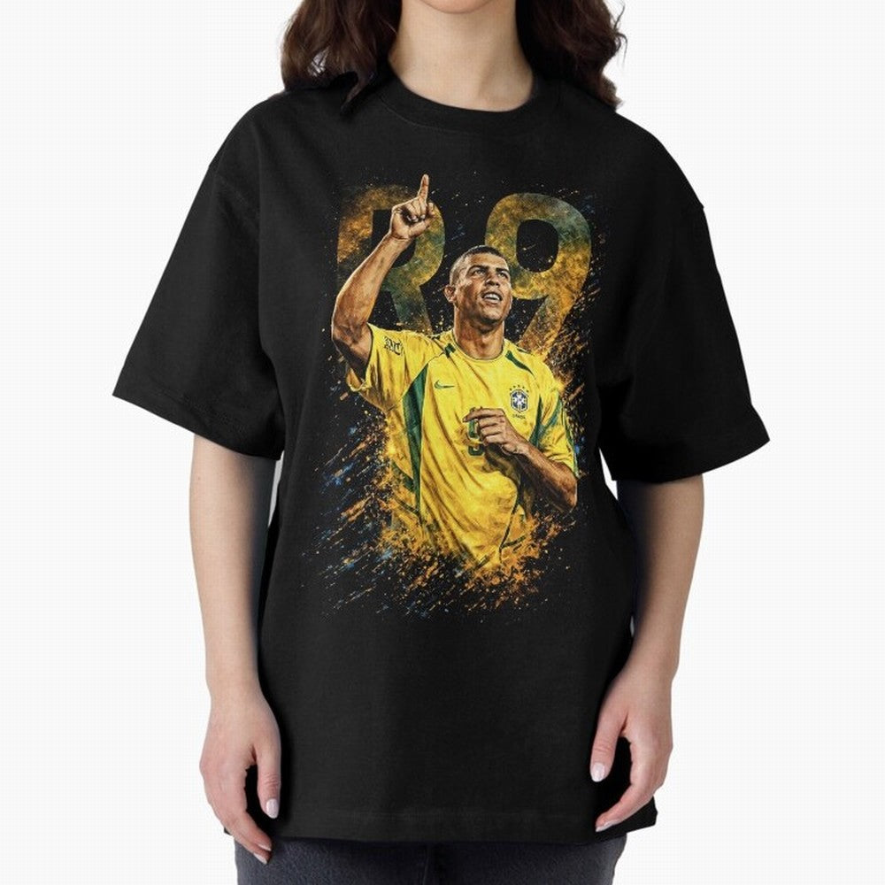 R9 Ronaldo Football Legend Oversized T-Shirt Make Every Kick Count in the FIFA World Cup 2026 USA Canada Mexico Journey through Messi Highlights, England, France and Netherlands Pride, Global Supporter Spirit, Legendary Goals, National Colors and