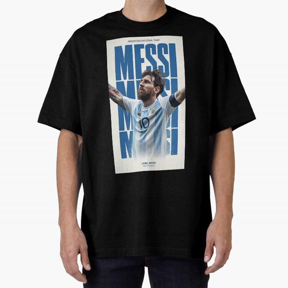 Messi Champion Graphic Oversized T-Shirt Celebrate the Road through FIFA World Cup 2026 Group Stage for Fans of CR7 and Messi and Argentina, Bringing Fan Favorite Moments, National Team Passion, Big Match Drama and Soccer History; Made for