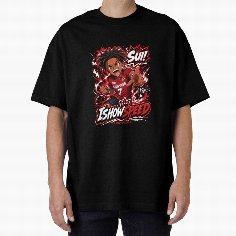 I Show Speed SUI Anime poster | Hype art Red Black Streewear Oversized T-Shirt Discover FIFA World Cup 2026 USA Canada Mexico for Fans of Neymar and Portugal, Spain and Germany, Bringing Classic Soccer Heritage, Championship Pressure, Fan Loyalty