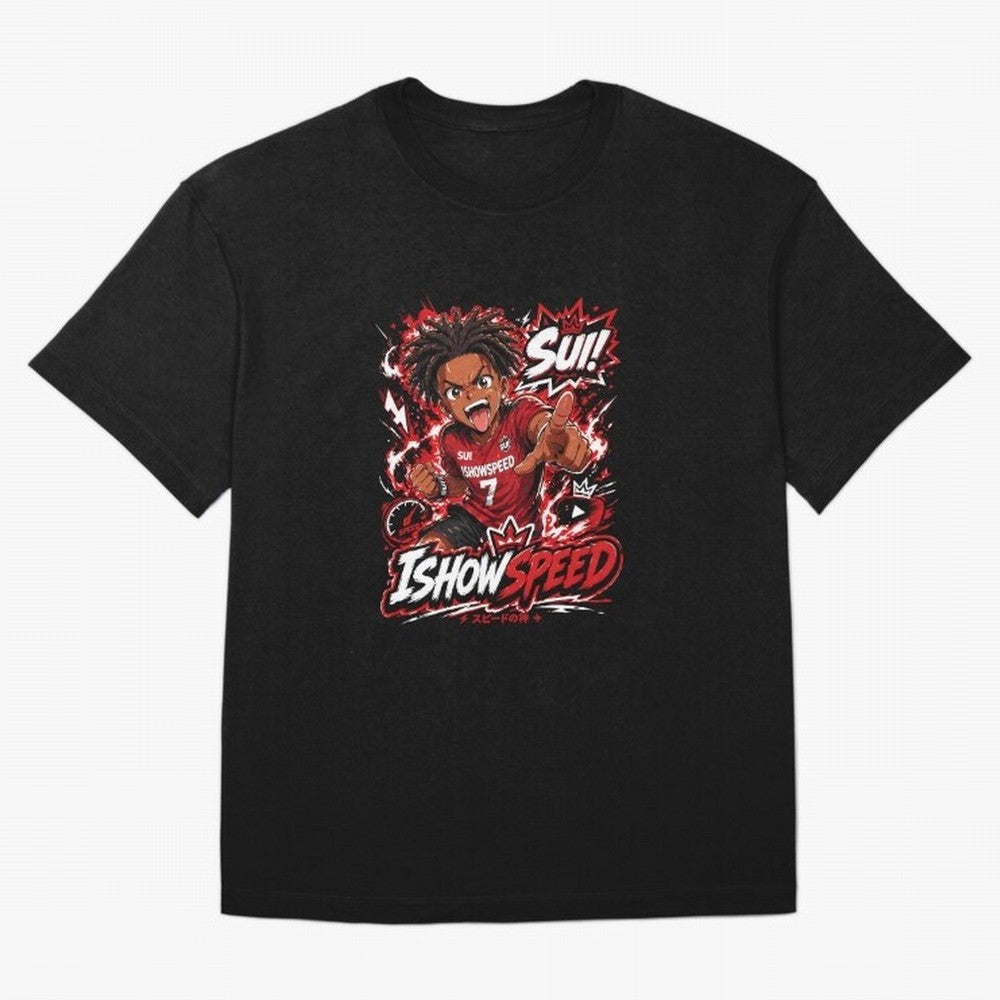 I Show Speed SUI Anime poster | Hype art Red Black Streewear Oversized T-Shirt Discover FIFA World Cup 2026 USA Canada Mexico for Fans of Neymar and Portugal, Spain and Germany, Bringing Classic Soccer Heritage, Championship Pressure, Fan Loyalty