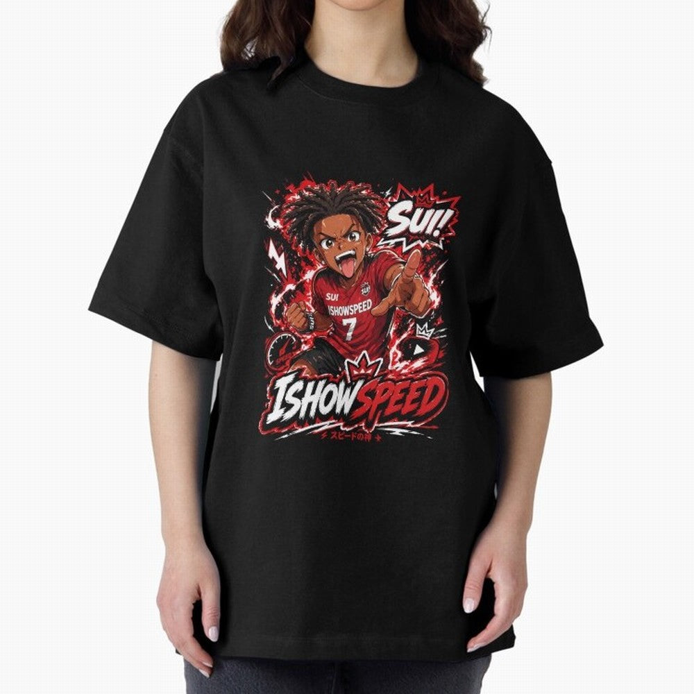 I Show Speed SUI Anime poster | Hype art Red Black Streewear Oversized T-Shirt Discover FIFA World Cup 2026 USA Canada Mexico for Fans of Neymar and Portugal, Spain and Germany, Bringing Classic Soccer Heritage, Championship Pressure, Fan Loyalty