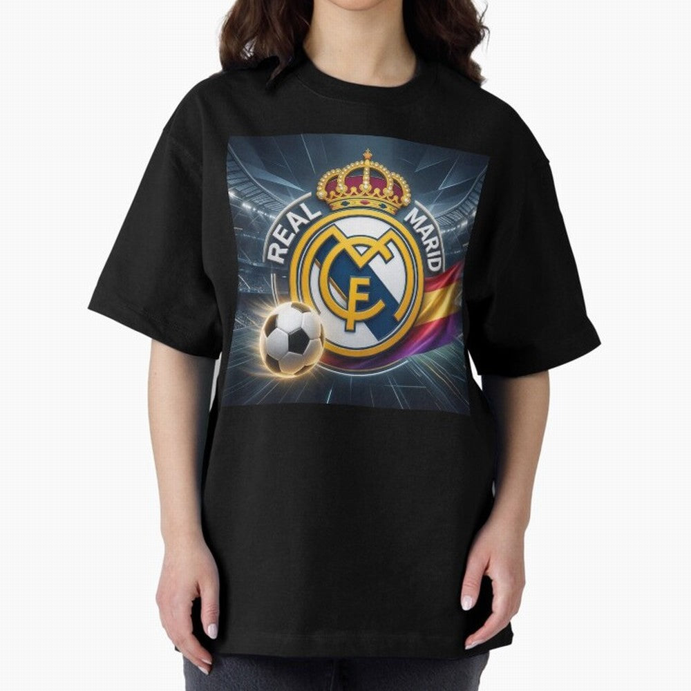 Real Madrid's ball Oversized T-Shirt Keep the Legacy of FIFA World Cup 2026 USA Canada Mexico Spirit, Connected to France, Mbappe, Retro Football Energy, Iconic Rivalries, Trophy Chase Drama and Stadium Atmosphere; Great for Watch Parties, Sports