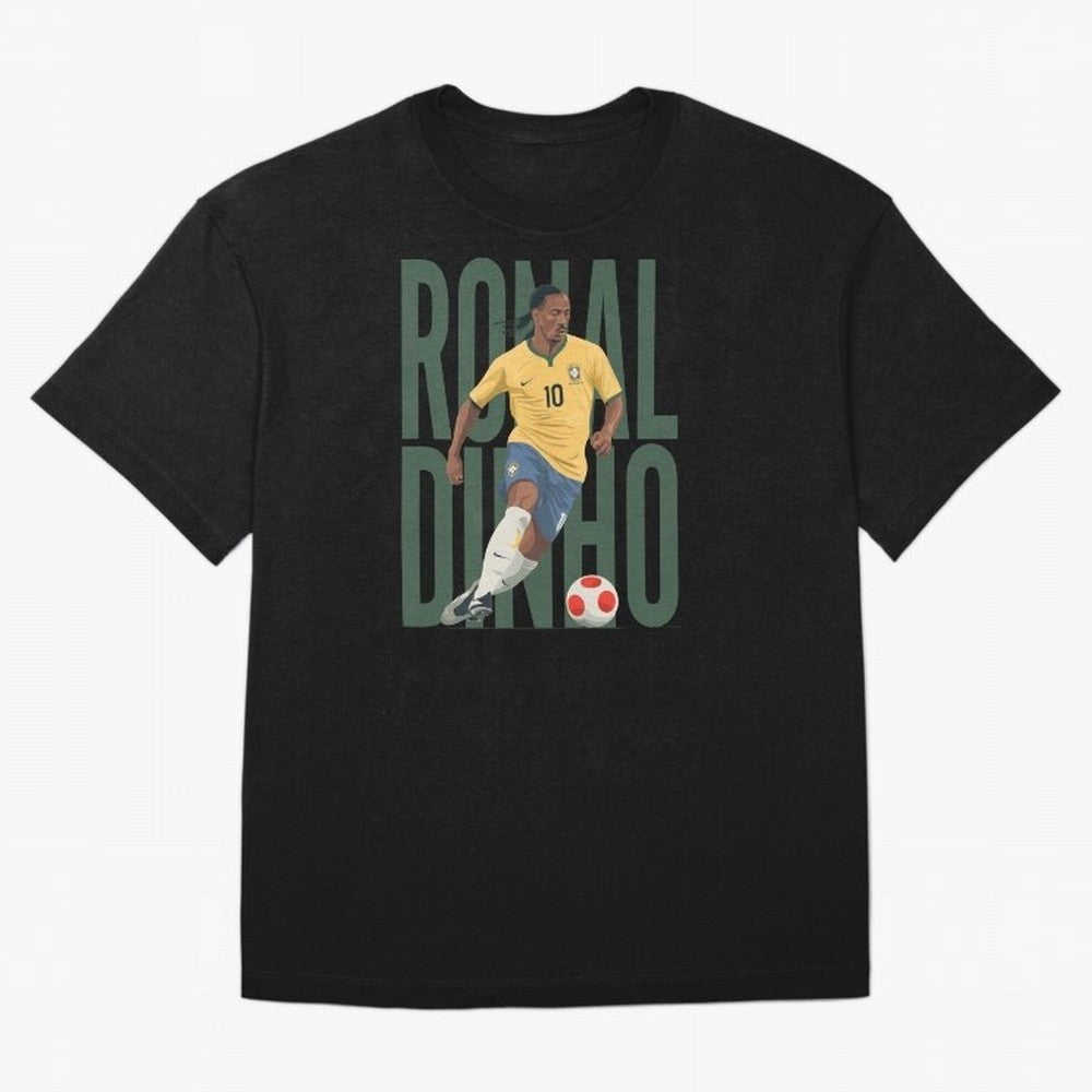 Ronaldinho Gaucho in action Minimalist Graphic Oversized T-Shirt Celebrate the Biggest Stage of FIFA World Cup 2026 USA Canada Mexico for Fans of Cristiano Ronaldo and Argentina, Bringing Game Day Rituals, Football Legends, Country Pride and the