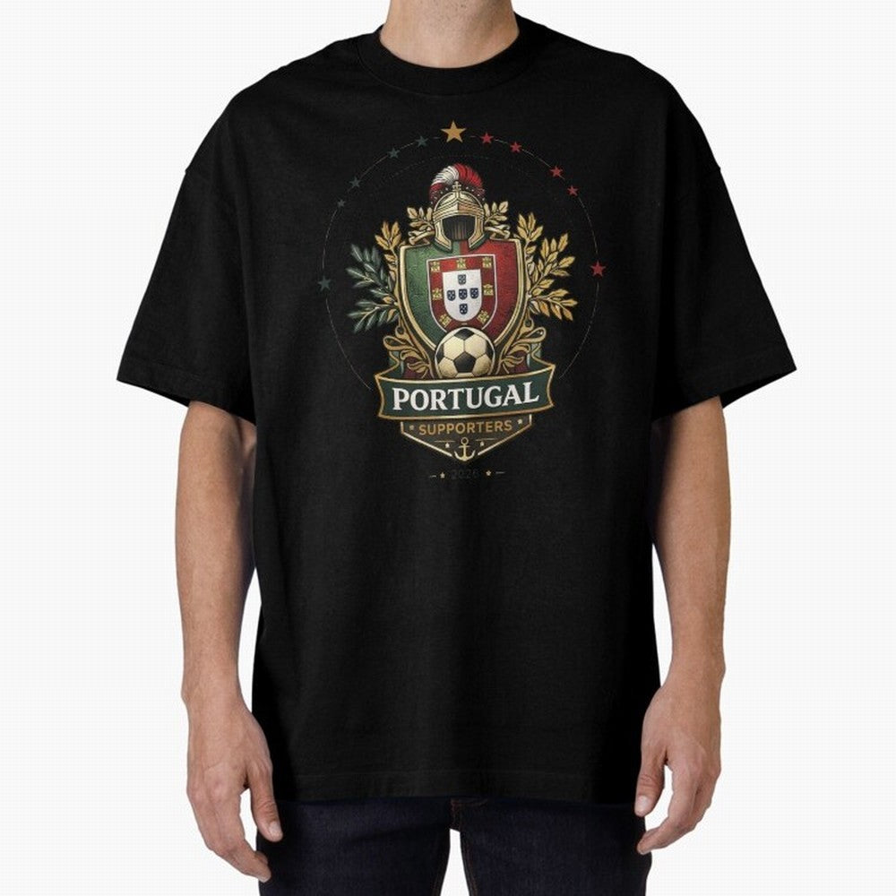 Portugal 2026 Football Crest ¨C Portuguese Soccer Supporters Pride Design Oversized T-Shirt Celebrate Classic Football Spirit in Match Day Hype around FIFA World Cup 2026, Neymar, Haaland and Cristiano Ronaldo, Brazil, Portugal and Argentina,