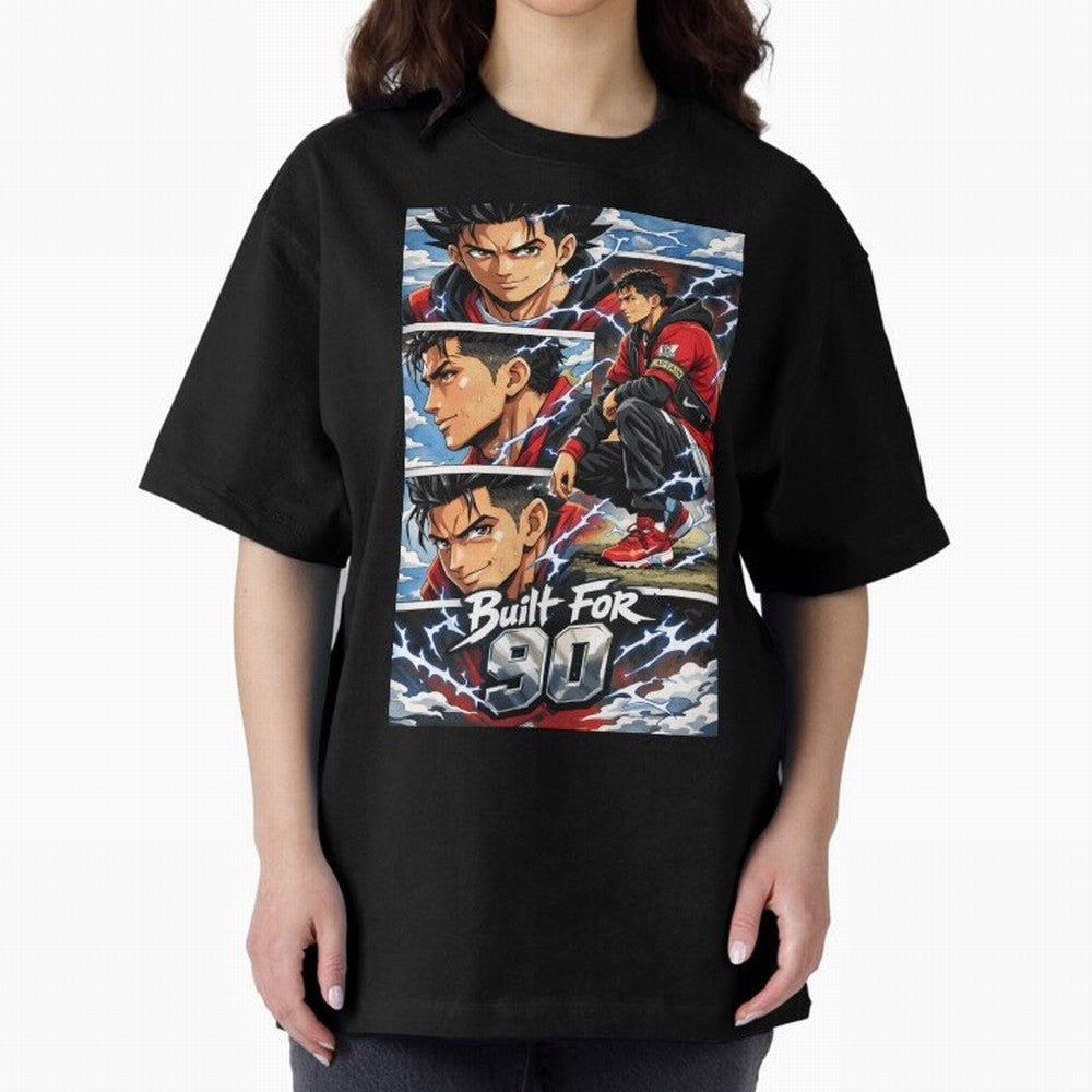 Built for 90 ¨C Anime Streetwear Football Art Oversized T-Shirt Show Passion for the Stars of FIFA World Cup 2026 USA Canada Mexico Spirit, Inspired by Spain and Netherlands, Messi, CR7 and Mbappe, Global Supporter Spirit, Legendary Goals, National