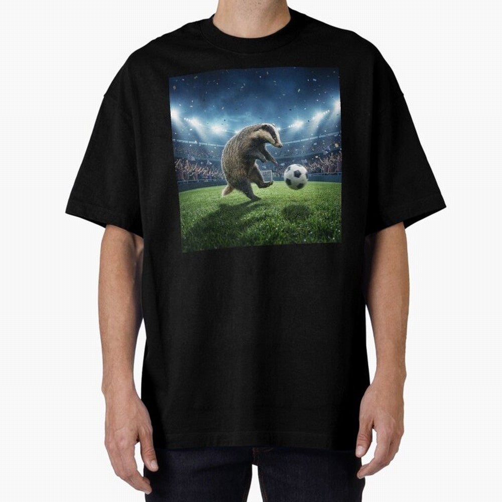 Dynamic Badger Plays Soccer Like Ronaldo Oversized T-Shirt Carry the Dream of FIFA World Cup 2026 Group Stage Capturing Neymar, Brazil Energy, Worldwide Fan Energy, Dramatic Goals, Stadium Lights and Championship Celebrations; Built for Supporters