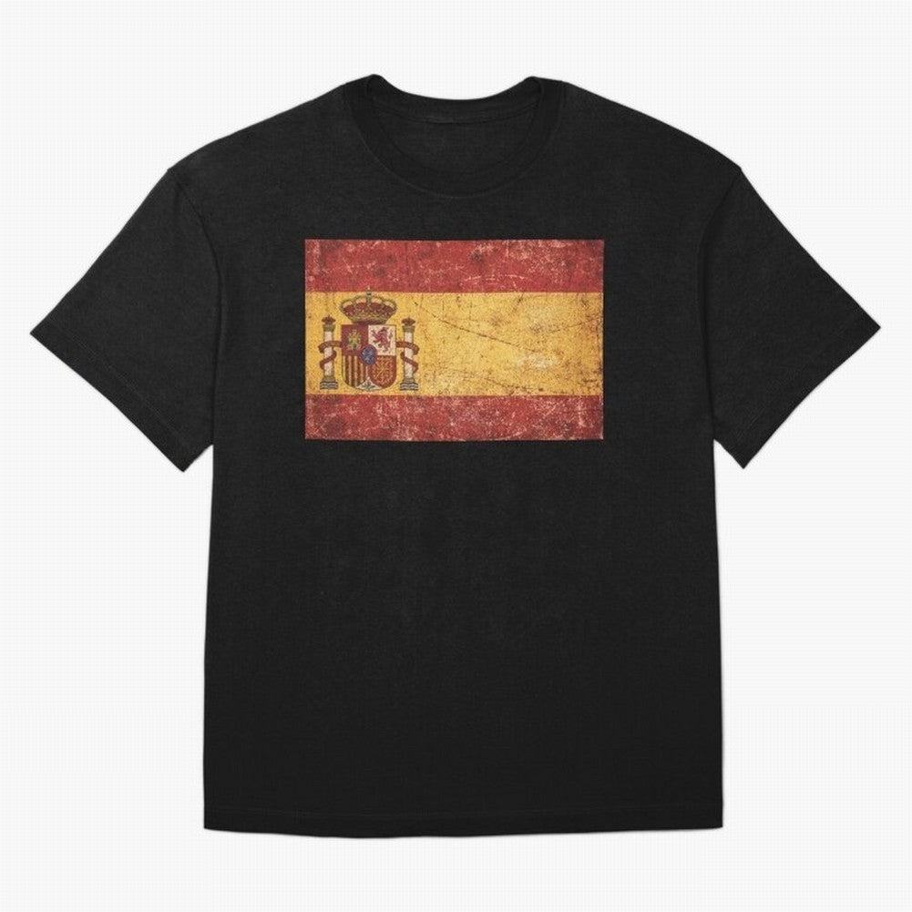 Vintage Distressed Spanish Flag Oversized T-Shirt Feel the FIFA World Cup 2026 USA Canada Mexico Journey through Cristiano Ronaldo, Haaland and CR7 Highlights, France and Portugal Pride, Soccer Culture, Superstar Moments, National Team Dreams and