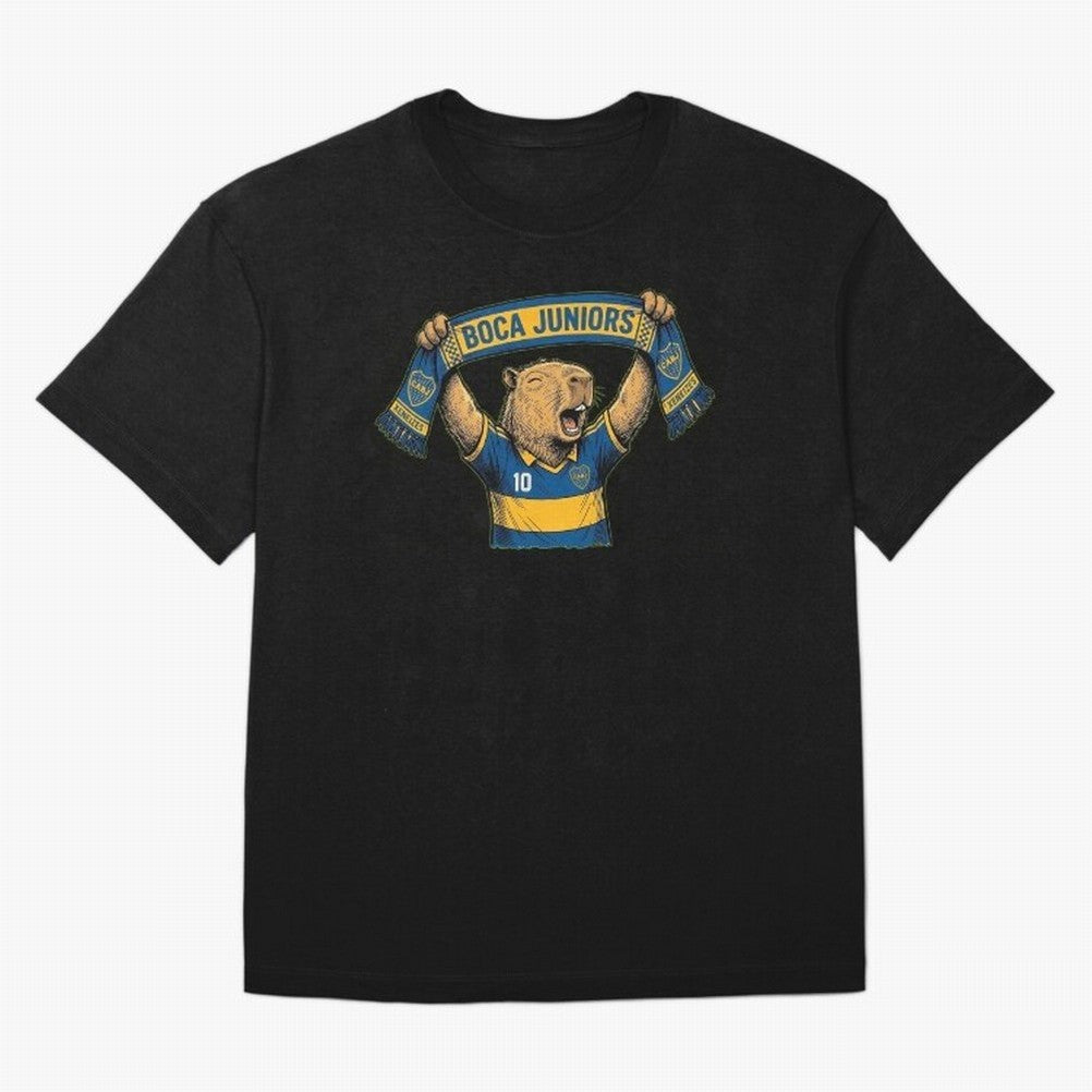 Capybara Boca Juniors Fan ¨C Funny Soccer Sticker Oversized T-Shirt Fuel FIFA World Cup 2026 USA Canada Mexico for Fans of Messi, Neymar and Mbappe and Argentina, France and Brazil, Bringing Stadium Memories, Football Loyalty, International Chants