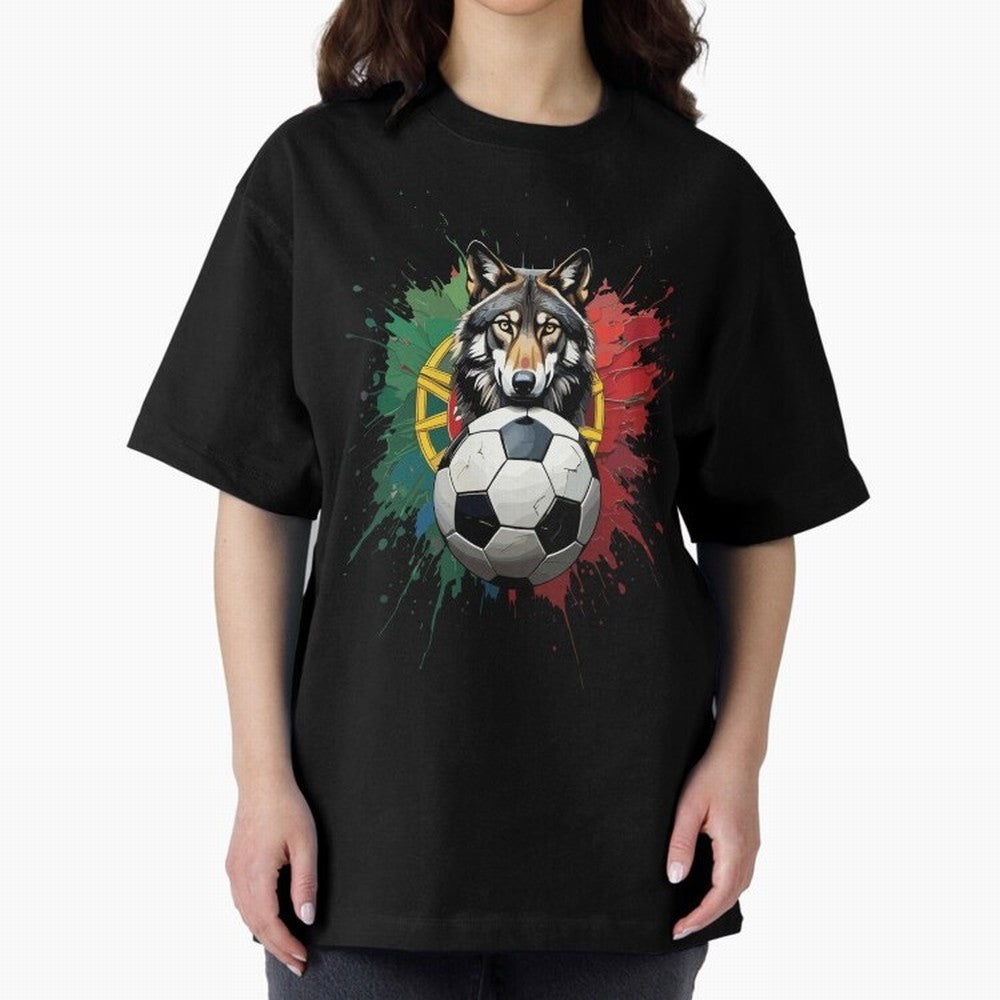 Portugal 2026 Soccer dog - World Cup Football Oversized T-Shirt Carry National Pride through FIFA World Cup 2026 Group Stage Spirit, Capturing Argentina, Mbappe and Neymar, Retro Football Energy, Iconic Rivalries, Trophy Chase Drama and Stadium