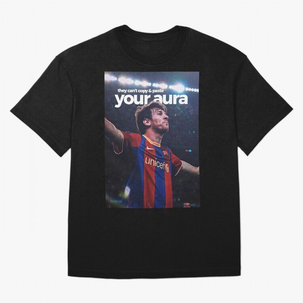Lionel Messi - They can't copy & paste your aura Oversized T-Shirt Follow the Final Road of FIFA World Cup 2026 Filled with CR7, Spain Energy, Fan Favorite Moments, National Team Passion, Big Match Drama and Soccer History; Perfect for Supporters