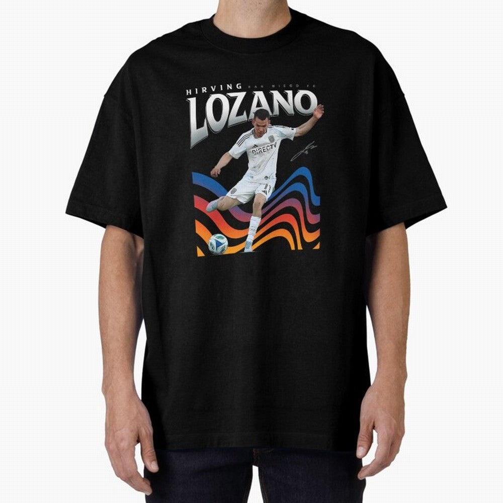 Hirving Lozano San Diego Oversized T-Shirt Join FIFA World Cup 2026 Group Stage Spirit, with England, France and Netherlands, Neymar, Haaland and Cristiano Ronaldo, Retro Football Energy, Iconic Rivalries, Trophy Chase Drama and Stadium Atmosphere;