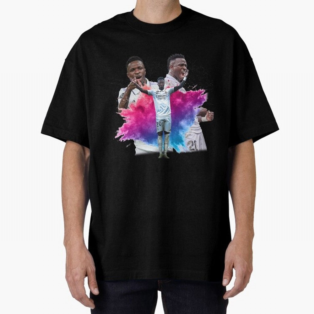 Fanart Vinicius Junior Merch Oversized T-Shirt Celebrate National Team Dreams in Global Football Passion for FIFA World Cup 2026 Group Stage, Celebrating Neymar, England, France and Netherlands, Soccer Culture, Superstar Moments, National Team
