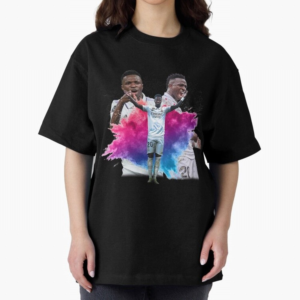 Fanart Vinicius Junior Merch Oversized T-Shirt Celebrate National Team Dreams in Global Football Passion for FIFA World Cup 2026 Group Stage, Celebrating Neymar, England, France and Netherlands, Soccer Culture, Superstar Moments, National Team