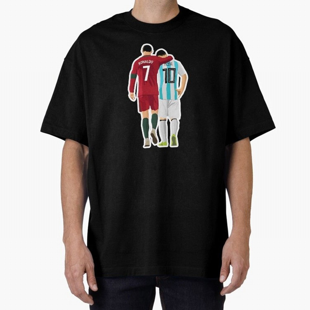 Ronaldo & Messi Oversized T-Shirt Celebrate Supporters United by Global Football Passion for FIFA World Cup 2026 Group Stage, Celebrating Messi, Argentina, Fan Favorite Moments, National Team Passion, Big Match Drama and Soccer History; Perfect for