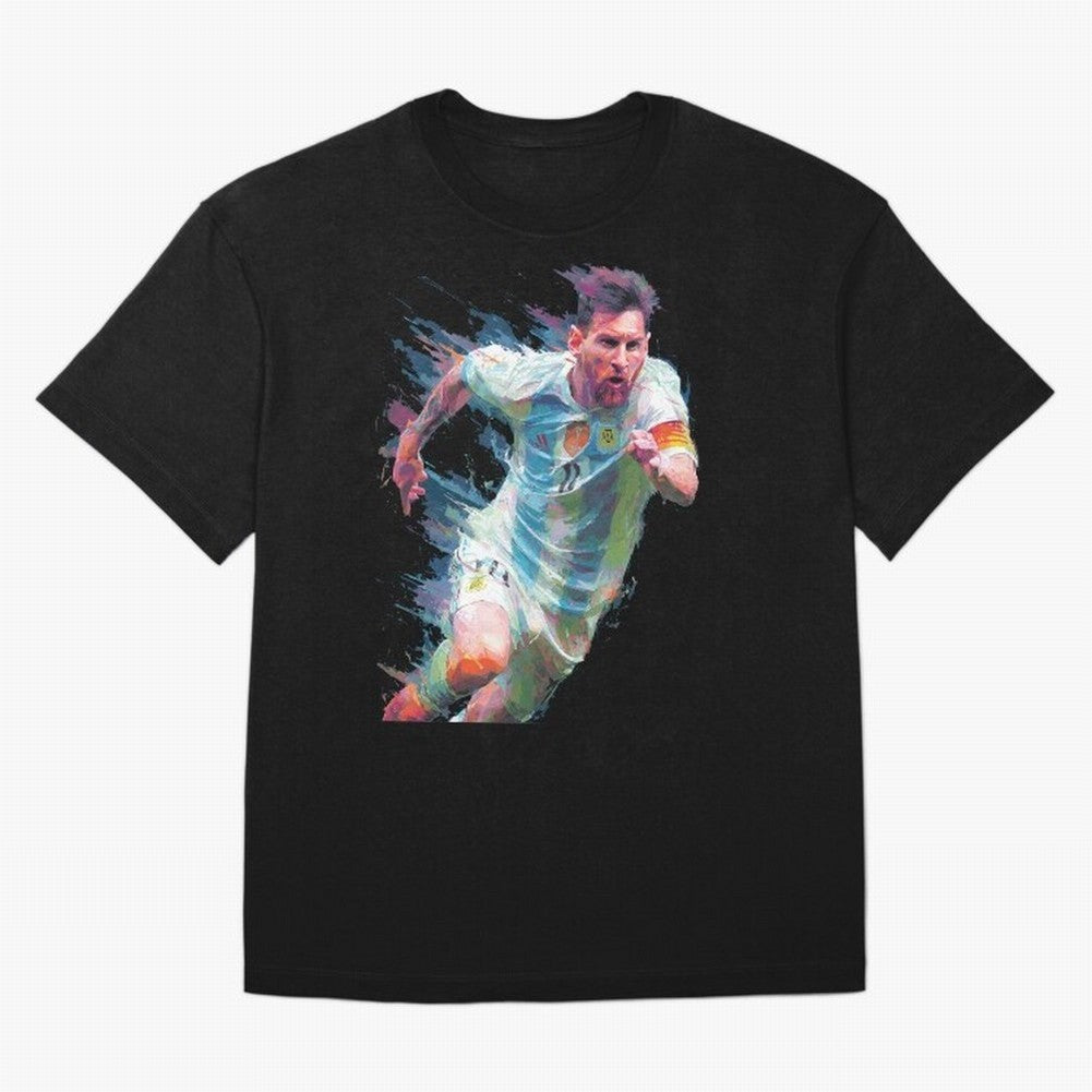 Messi in action Graphic Paint poster design Oversized T-Shirt Bring World Football Passion into FIFA World Cup 2026 USA Canada Mexico for Fans of Haaland and England, Bringing Global Supporter Spirit, Legendary Goals, National Colors and Tournament