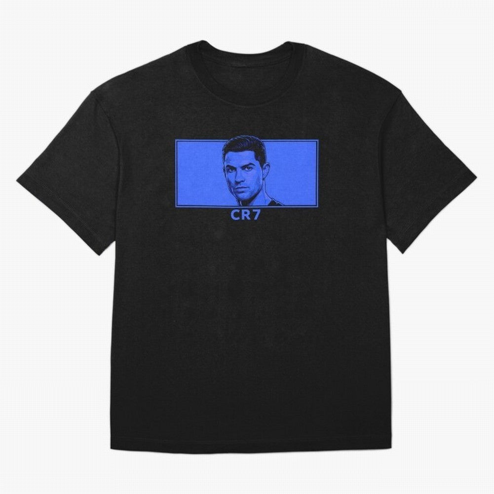 Ronaldo CR7 Blue Vector Portrait - Pop Comic Oversized T-Shirt Cheer through Every Moment of FIFA World Cup 2026 Group Stage Filled with Mbappe, England and Germany Energy, Football Passion, Legendary Performances, Festival Vibes and Supporter