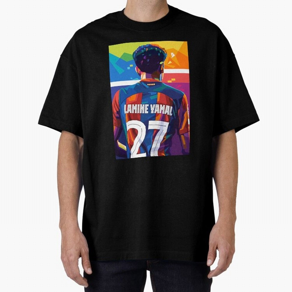 Lamine Yamal Wpap Pop Art Oversized T-Shirt Feel the Trophy Chase of Global Football Passion for FIFA World Cup 2026 Group Stage, Inspired by CR7, England and Germany, Vintage Soccer Flavor, Modern Football Stars, National Flags and Final Night