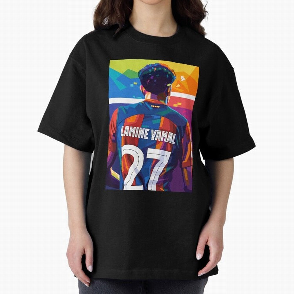 Lamine Yamal Wpap Pop Art Oversized T-Shirt Feel the Trophy Chase of Global Football Passion for FIFA World Cup 2026 Group Stage, Inspired by CR7, England and Germany, Vintage Soccer Flavor, Modern Football Stars, National Flags and Final Night