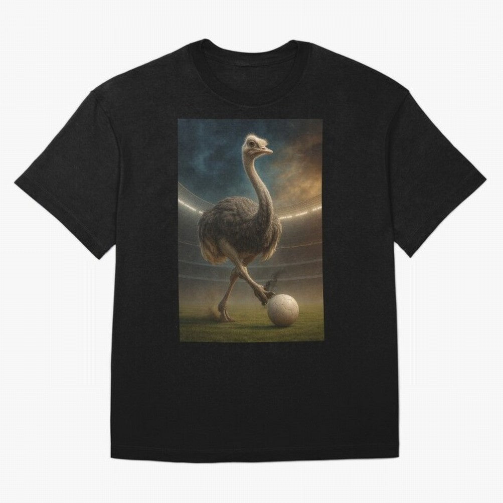 Ostrich Plays Soccer Oversized T-Shirt Upgrade Match Day Hype around FIFA World Cup 2026 USA Canada Mexico, CR7 and Messi, Spain and Netherlands, Tournament Hype, Historic Matchups, Family Viewing Parties and Global Sports Pride; Perfect for