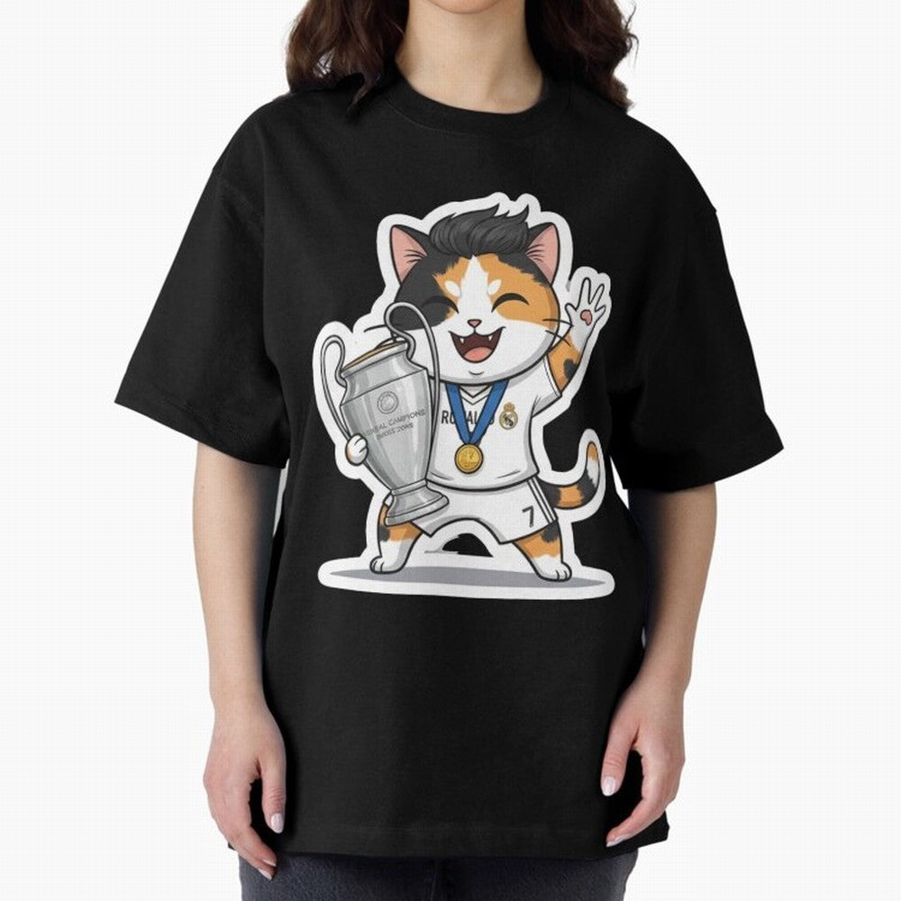 Kitten - Ucl Tittle | Ronaldo Oversized T-Shirt Show Match Day Excitement for Match Day Hype around FIFA World Cup 2026 Group Stage, Messi, Neymar and Mbappe, Brazil, Portugal and Argentina, Sports Nostalgia, International Competition, Famous