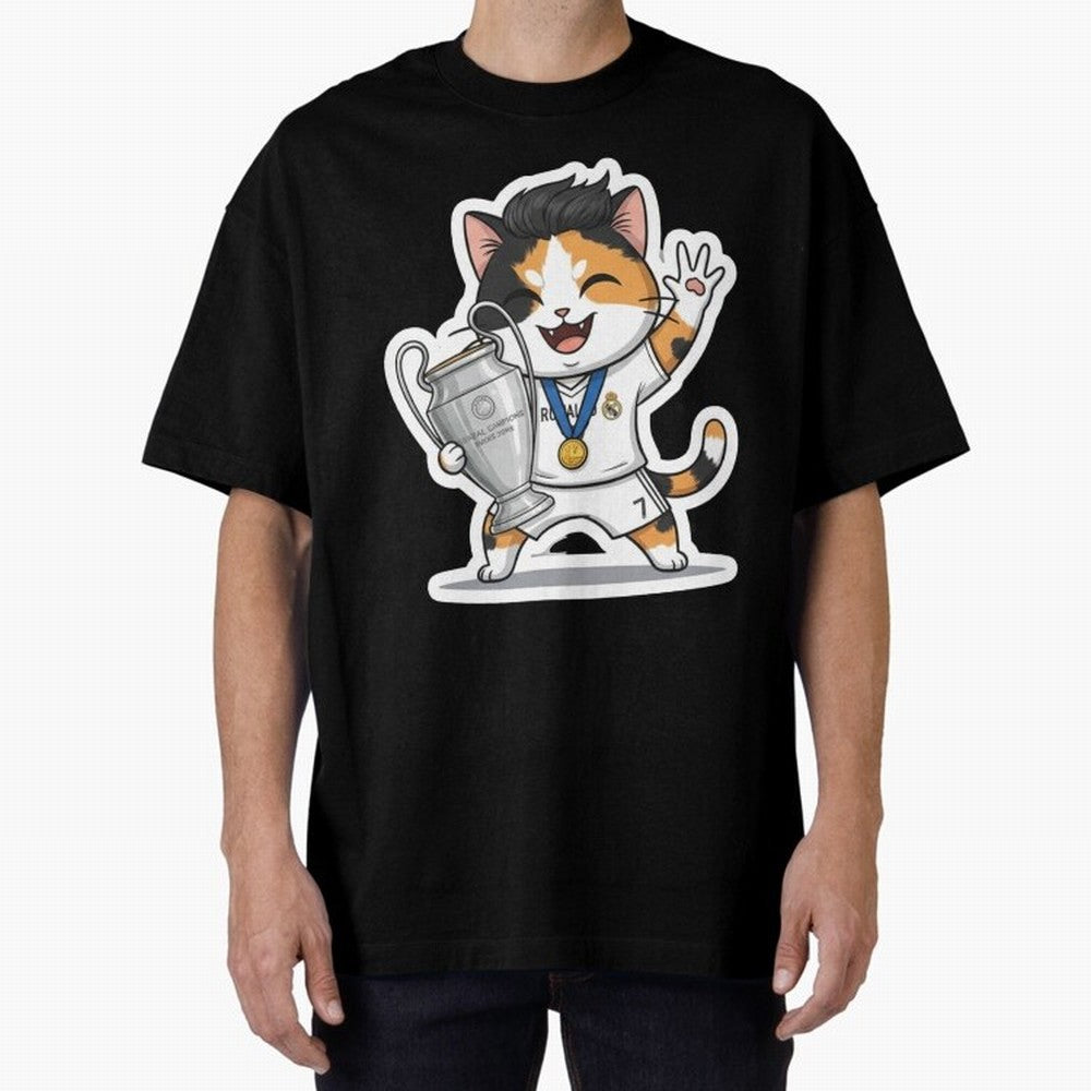 Kitten - Ucl Tittle | Ronaldo Oversized T-Shirt Show Match Day Excitement for Match Day Hype around FIFA World Cup 2026 Group Stage, Messi, Neymar and Mbappe, Brazil, Portugal and Argentina, Sports Nostalgia, International Competition, Famous