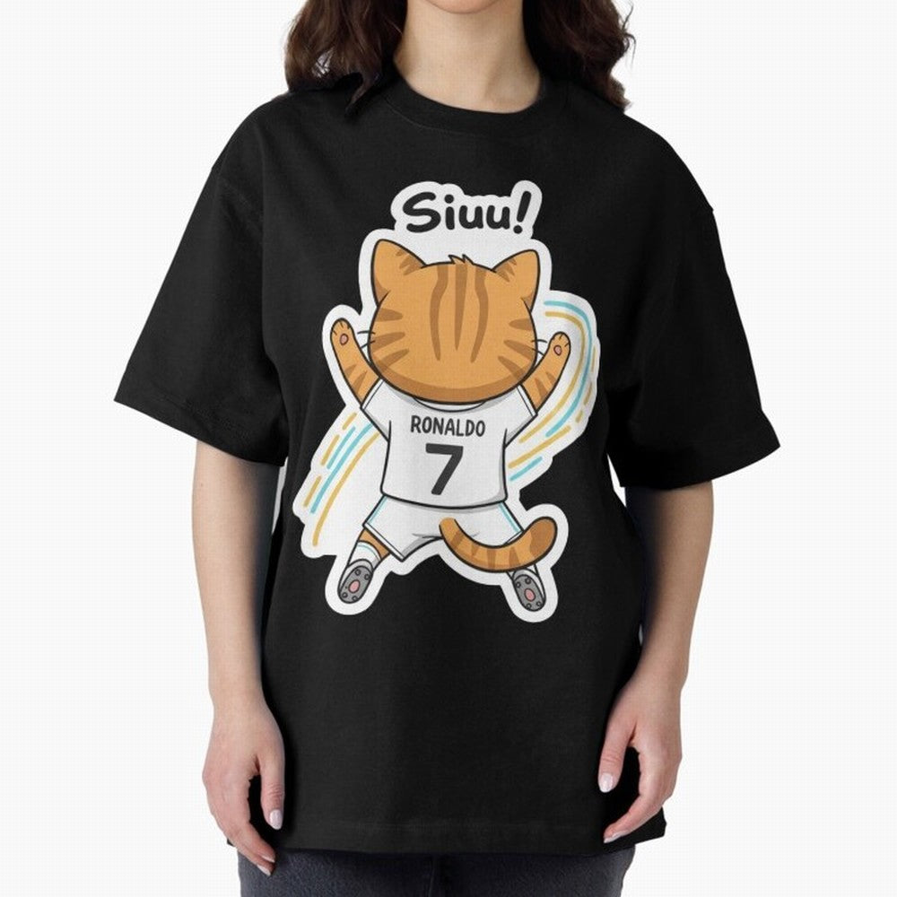 Kitten - Funny Siuuu Celebration Cat Meme | Ronaldo Oversized T-Shirt Join FIFA World Cup 2026 Group Stage Spirit, Filled with Spain, Mbappe, Match Day Excitement, Supporter Culture, Golden Goals and Global Football Passion; Ideal for Football
