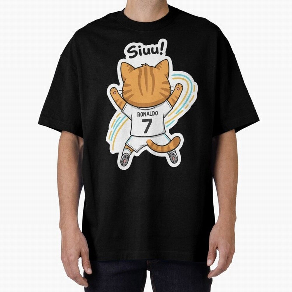 Kitten - Funny Siuuu Celebration Cat Meme | Ronaldo Oversized T-Shirt Join FIFA World Cup 2026 Group Stage Spirit, Filled with Spain, Mbappe, Match Day Excitement, Supporter Culture, Golden Goals and Global Football Passion; Ideal for Football