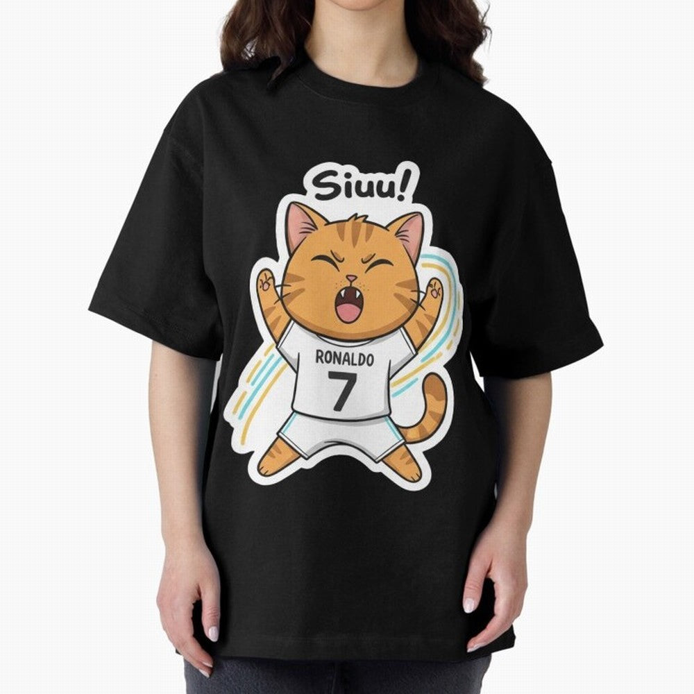 Kitten - Funny Siuuu Celebration Cat Meme | Ronaldo Oversized T-Shirt Follow Global Football Passion for FIFA World Cup 2026 USA Canada Mexico, with Cristiano Ronaldo, Argentina, France and Brazil, Supporter Pride, Iconic Celebrations, Legendary