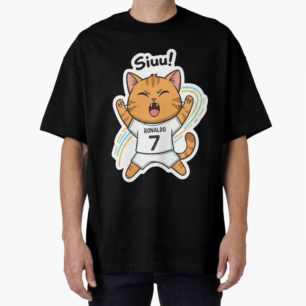 Kitten - Funny Siuuu Celebration Cat Meme | Ronaldo Oversized T-Shirt Follow Global Football Passion for FIFA World Cup 2026 USA Canada Mexico, with Cristiano Ronaldo, Argentina, France and Brazil, Supporter Pride, Iconic Celebrations, Legendary