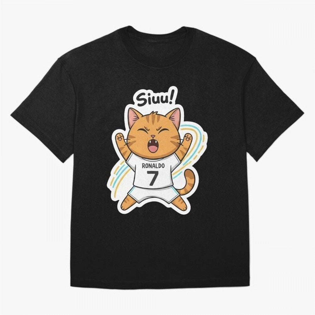 Kitten - Funny Siuuu Celebration Cat Meme | Ronaldo Oversized T-Shirt Follow Global Football Passion for FIFA World Cup 2026 USA Canada Mexico, with Cristiano Ronaldo, Argentina, France and Brazil, Supporter Pride, Iconic Celebrations, Legendary