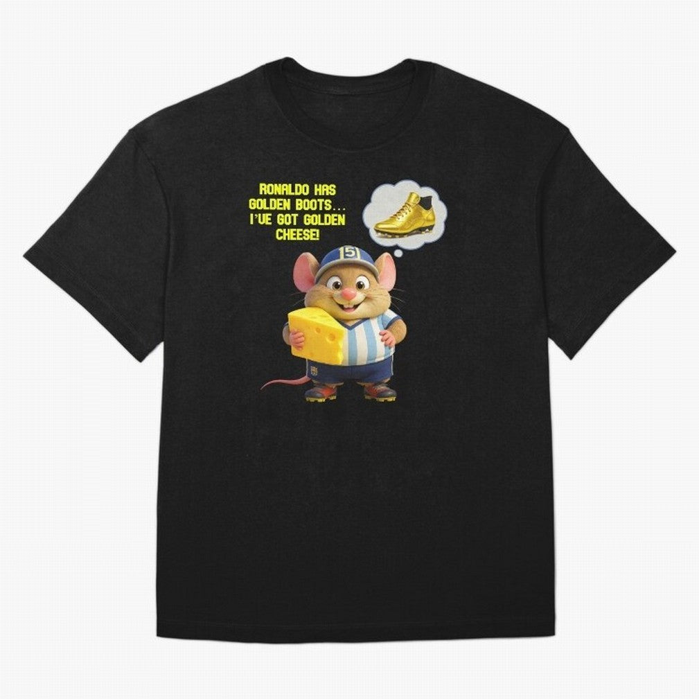 Zippy¡¯s Golden Cheese vs Ronaldo Oversized T-Shirt Live the Energy of FIFA World Cup 2026 Spirit, Built around Argentina and Brazil, Messi, Vintage Soccer Flavor, Modern Football Stars, National Flags and Final Night Emotion; Ideal for Fans Who